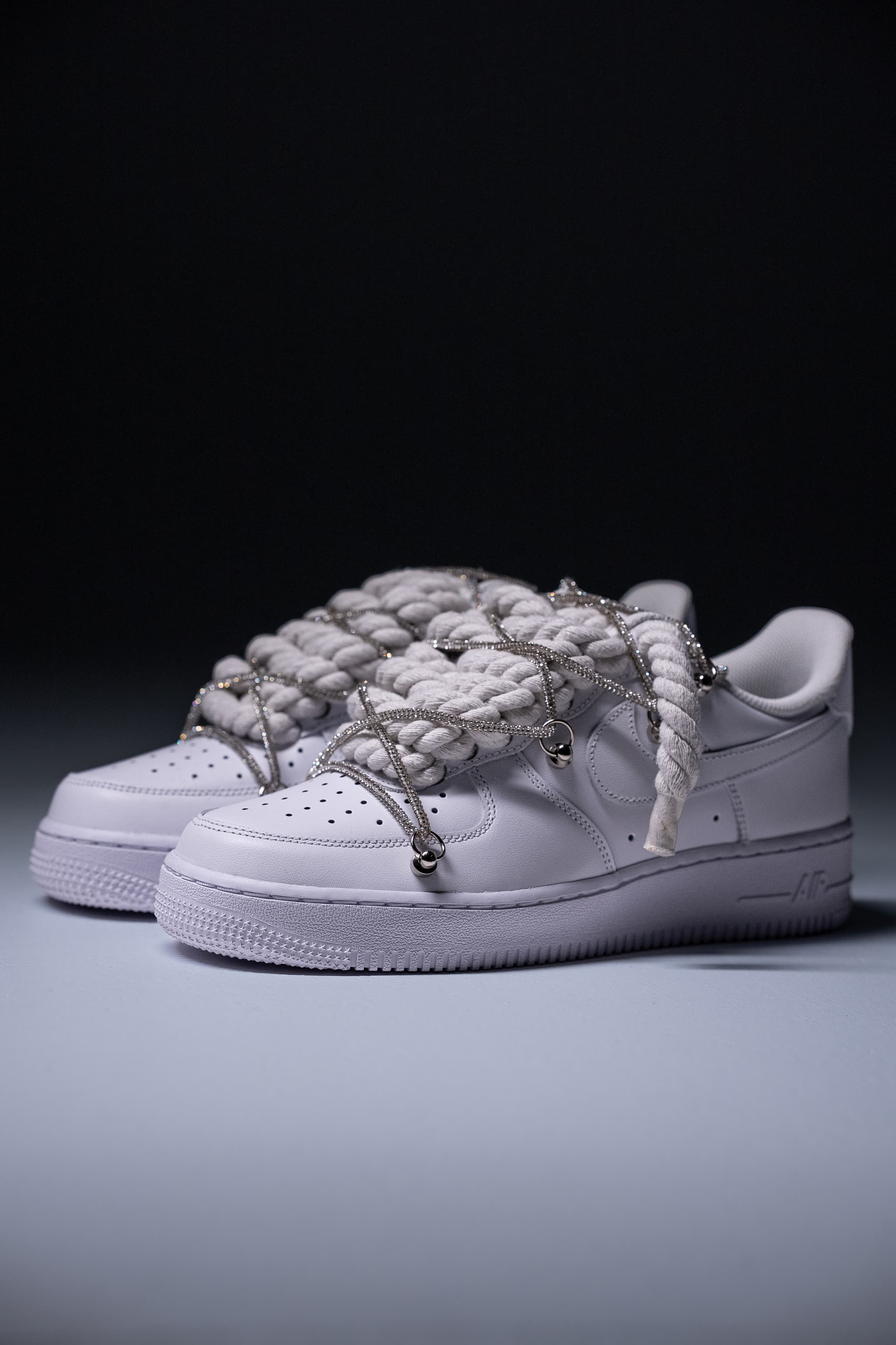Nike Air Force 1 "Rope Laces White" Triple Silver
