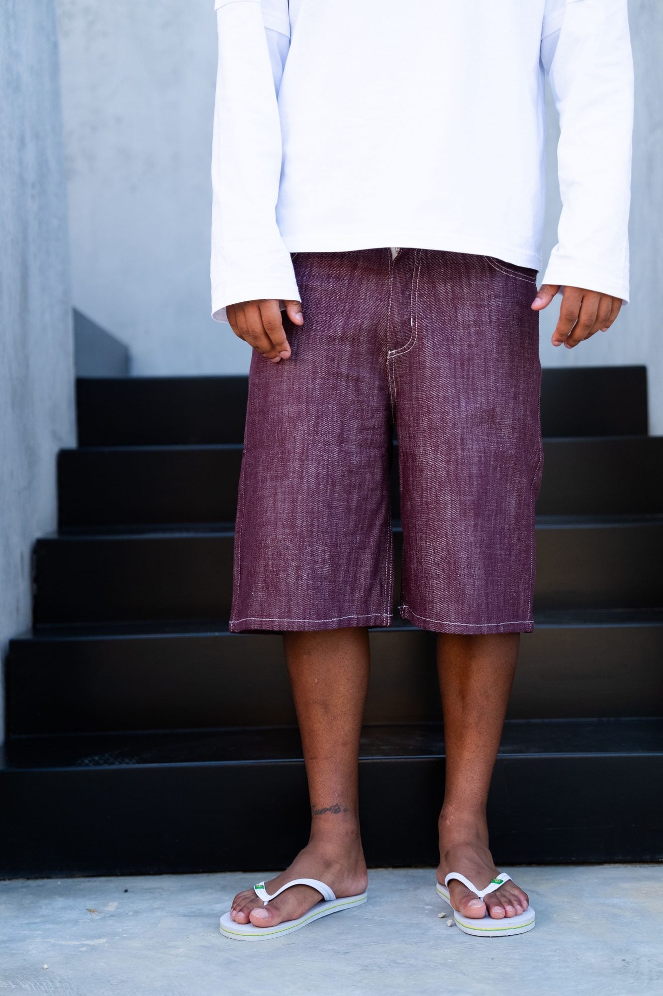 BABA Denim Shorts - Bordeaux