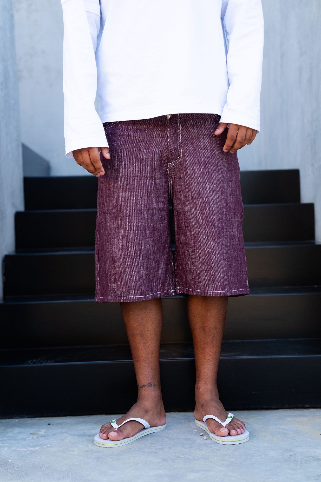 BABA Denim Shorts - Bordeaux