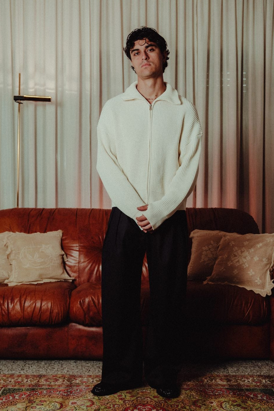 BABA Full Zip Sweater - Cream