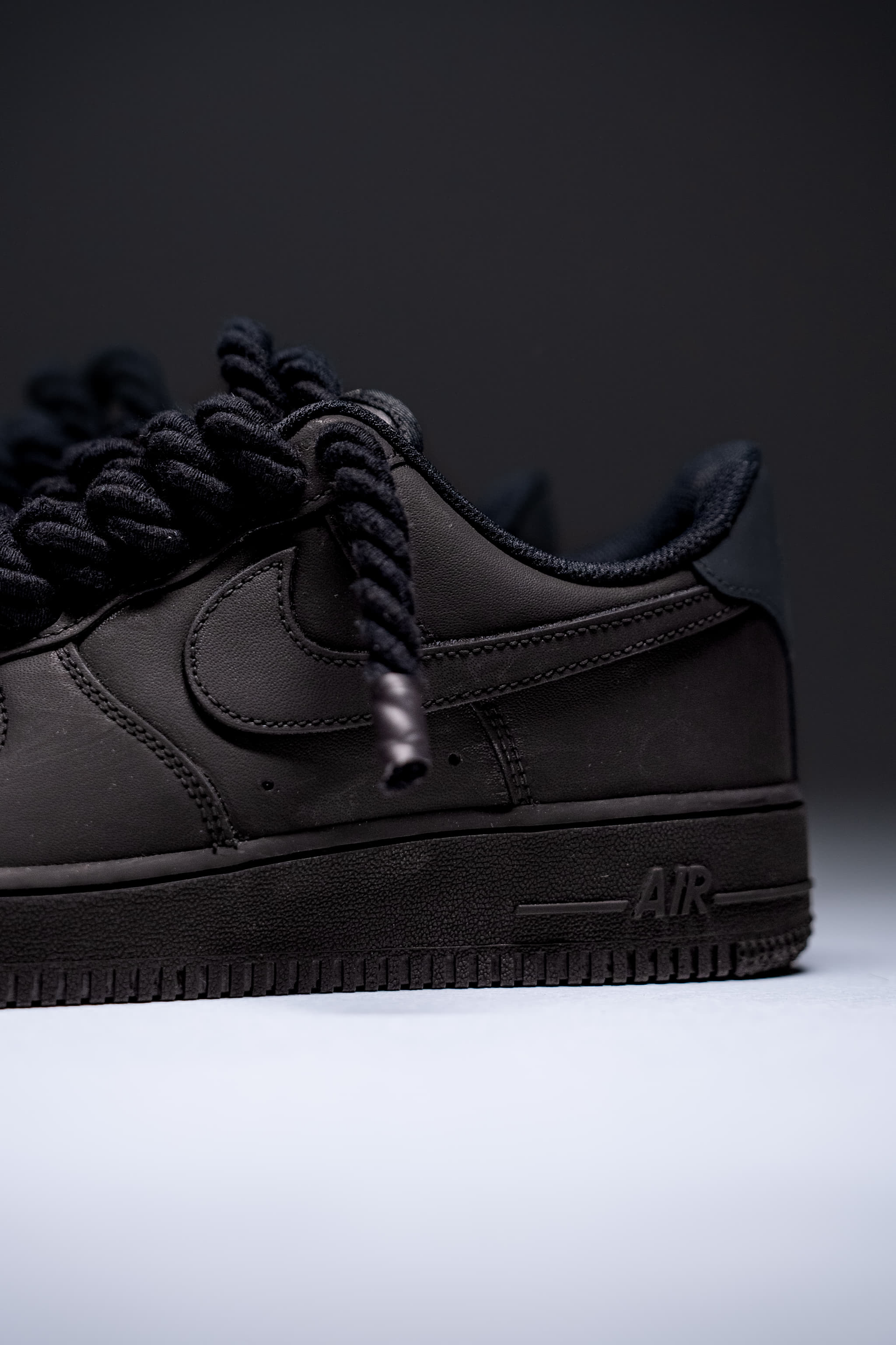 Nike Air Force 1 "Rope Laces Black" Dark Black