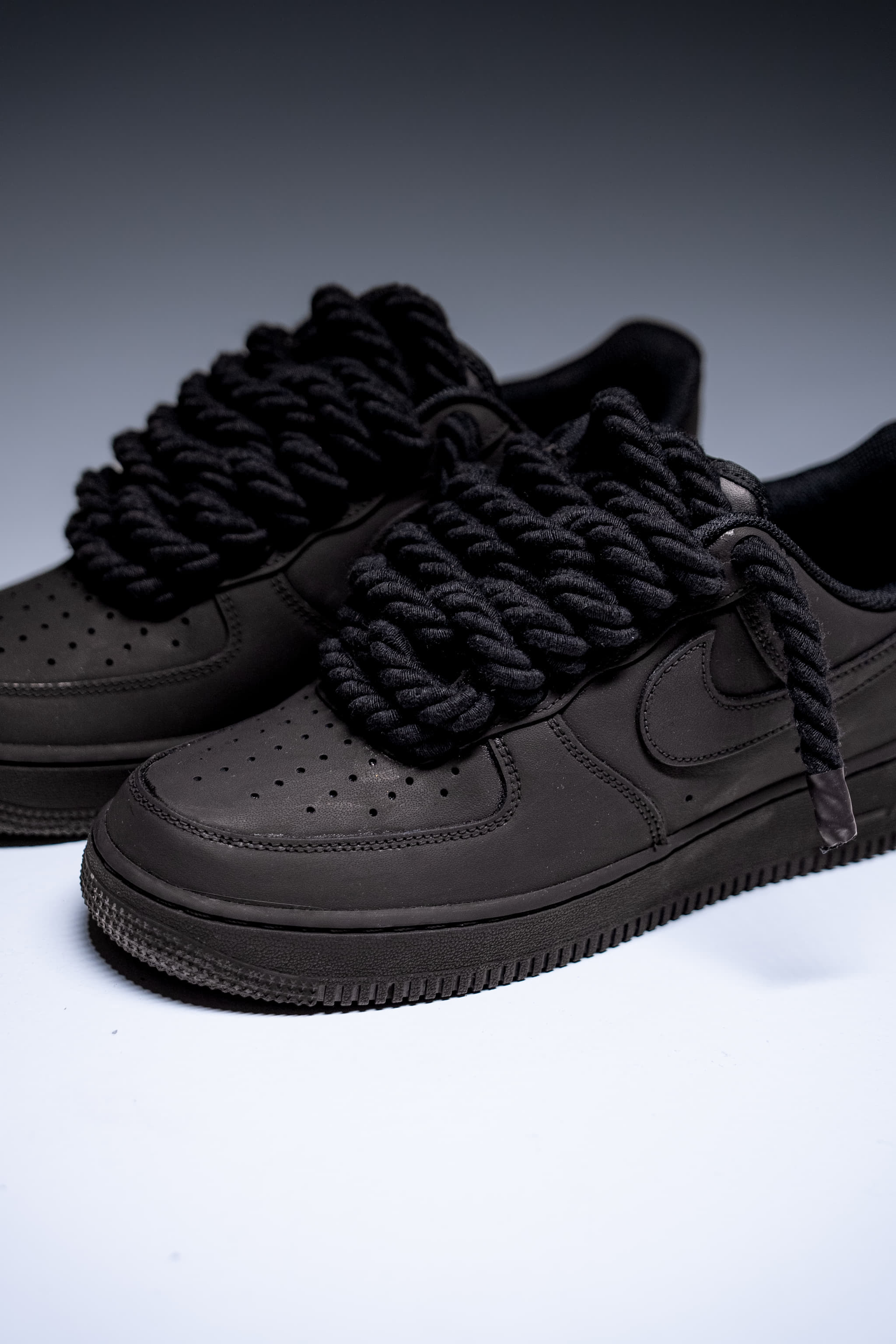 Nike Air Force 1 "Rope Laces Black" Dark Black