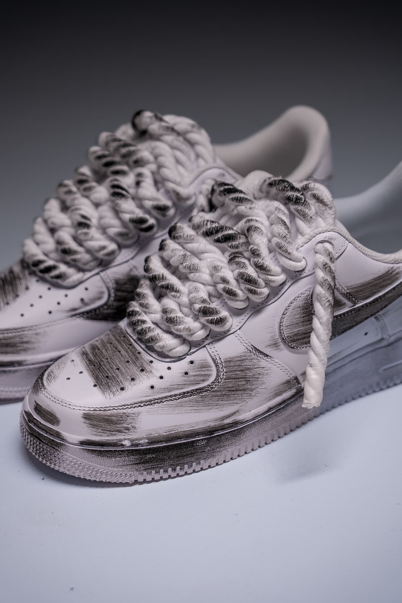 Nike Air Force 1 "Rope Laces White" Paint Black