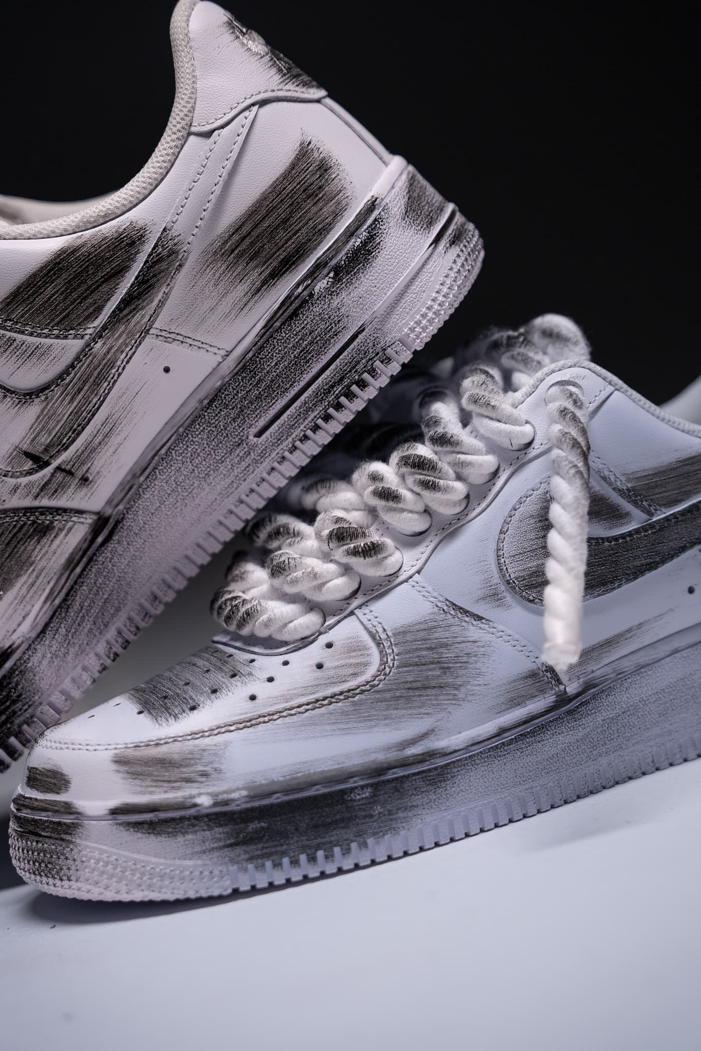 Nike Air Force 1 "Rope Laces White" Paint Black