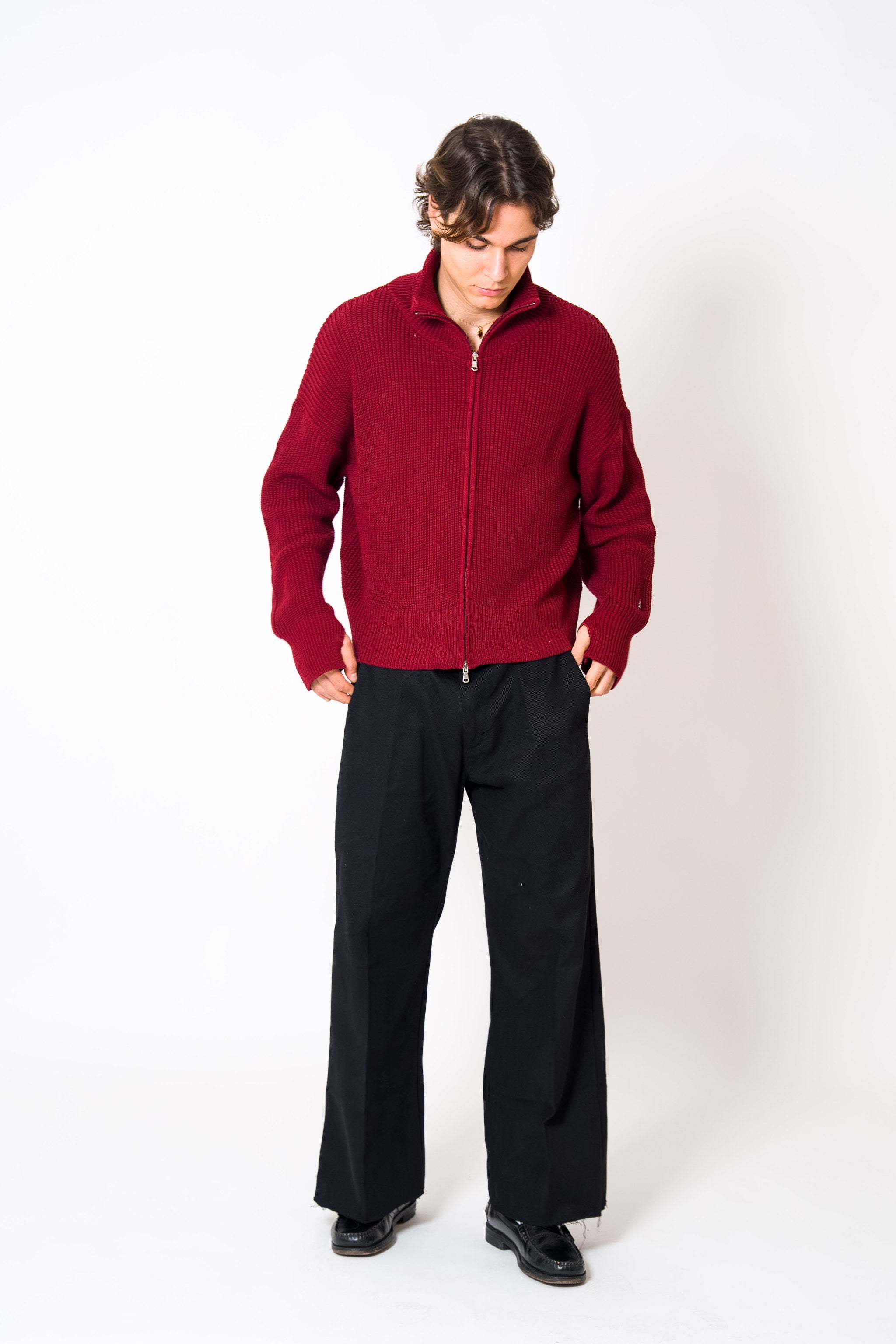 BABA Full Zip Sweater - Bordeaux