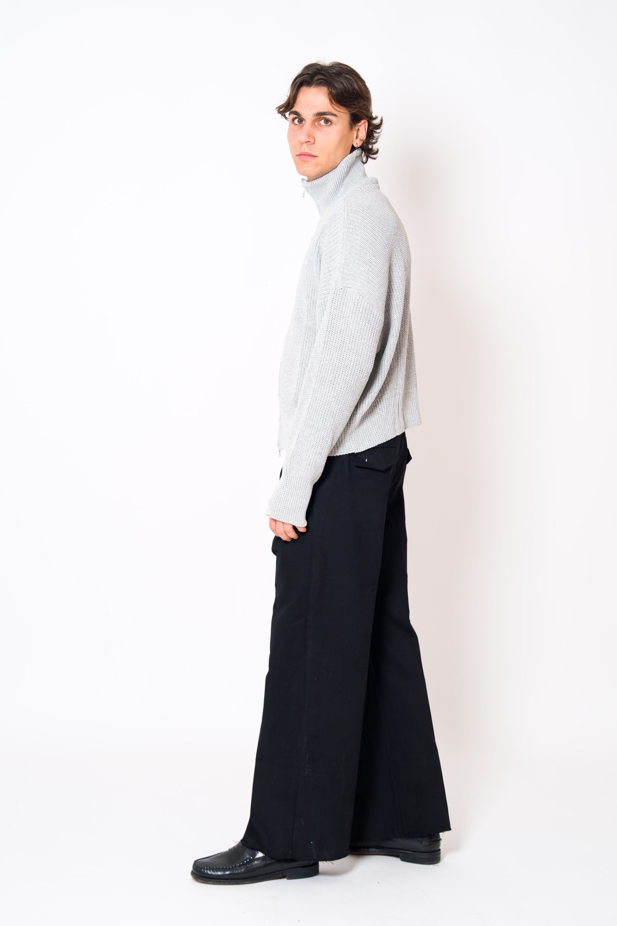 BABA Full Zip Sweater - Light Grey