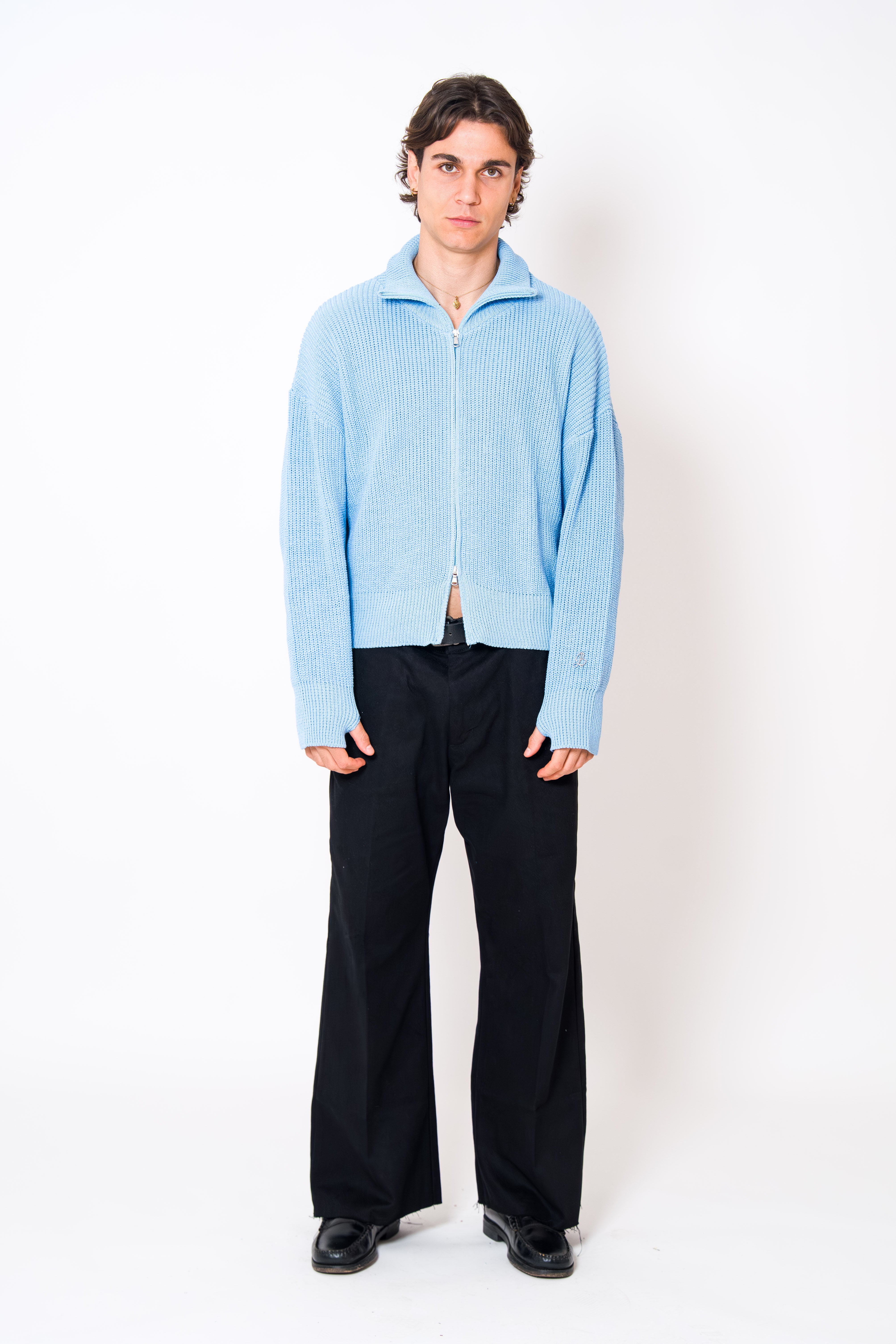 BABA Full Zip Sweater - Sky