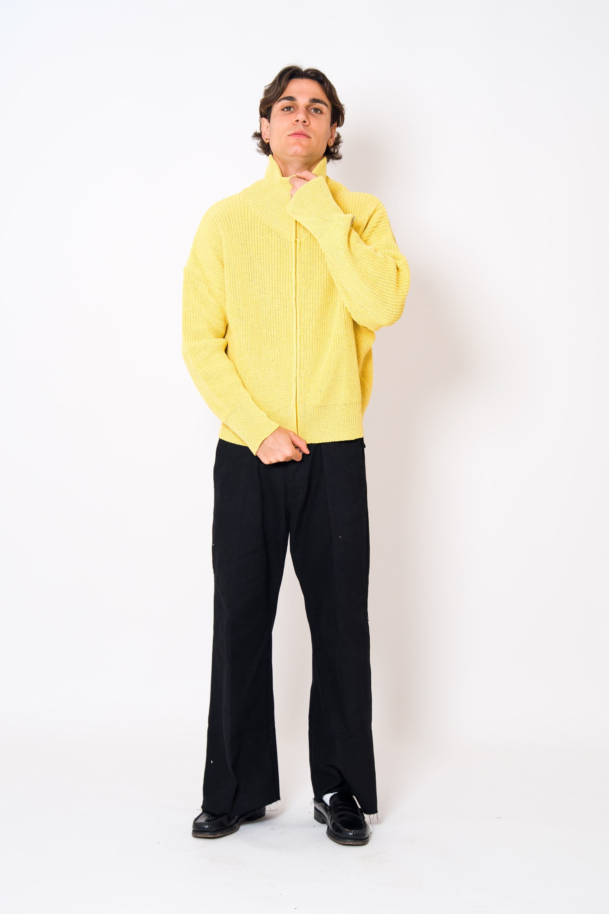 BABA Full Zip Sweater - Soft Yellow