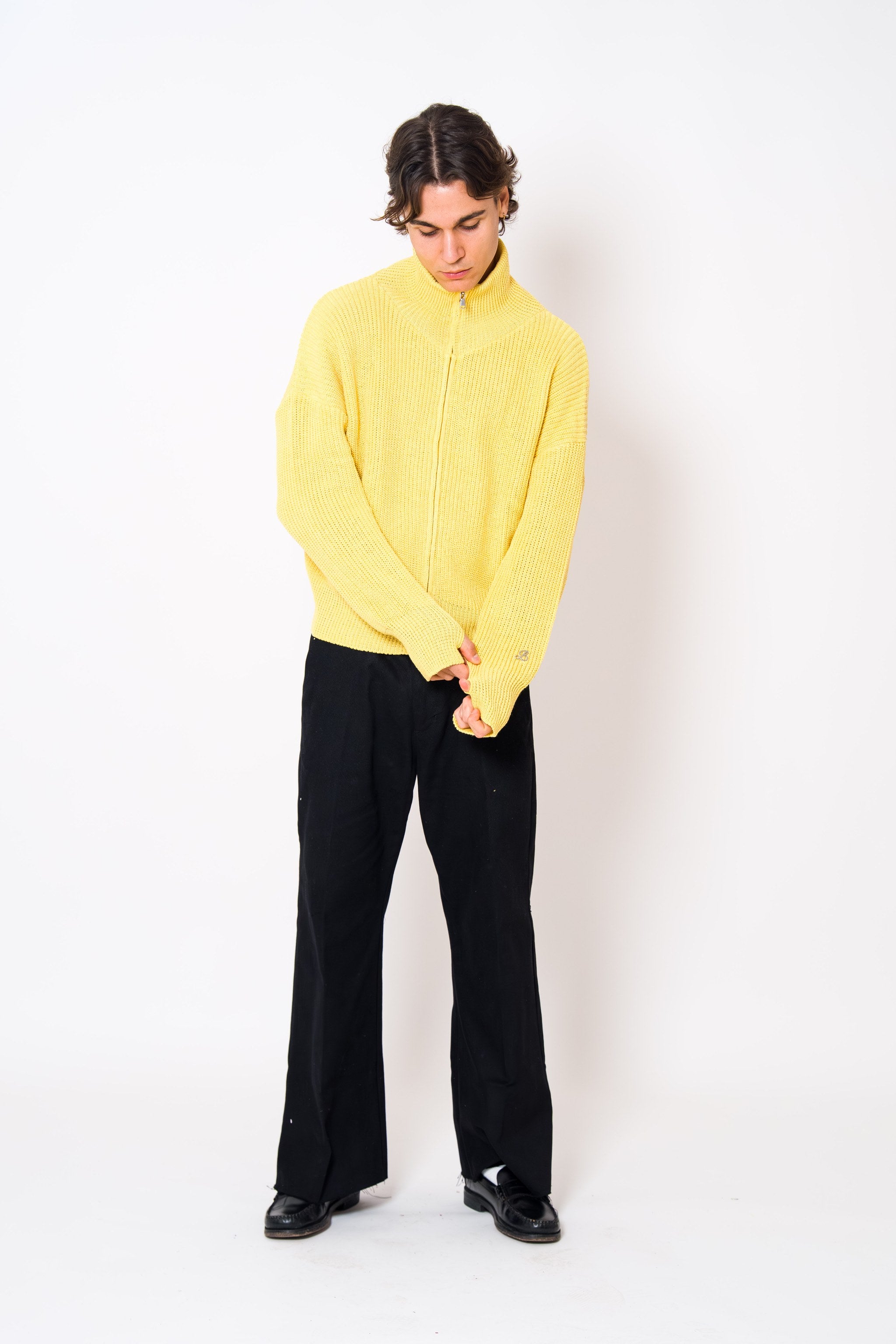 BABA Full Zip Sweater - Soft Yellow