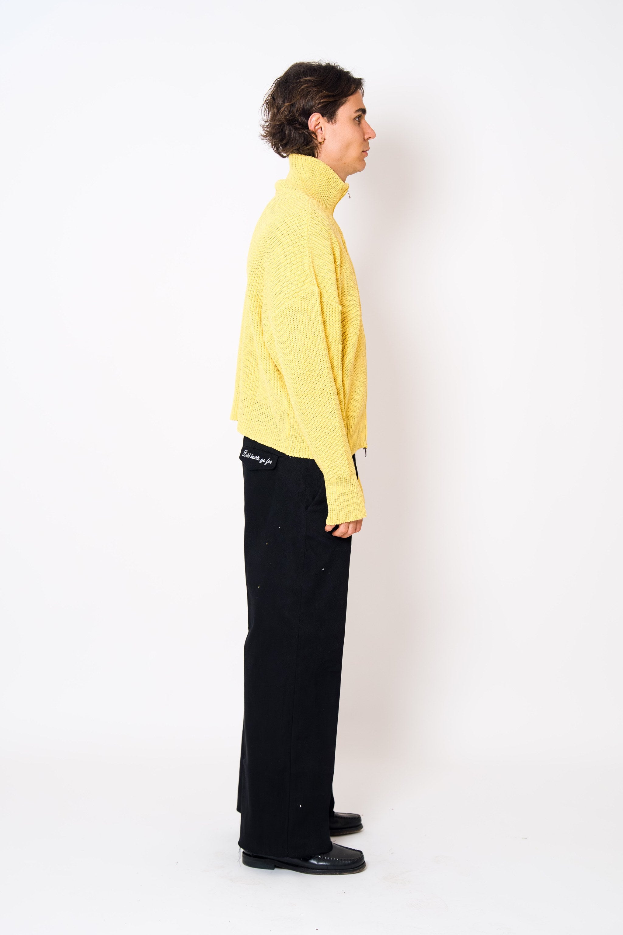 BABA Full Zip Sweater - Soft Yellow