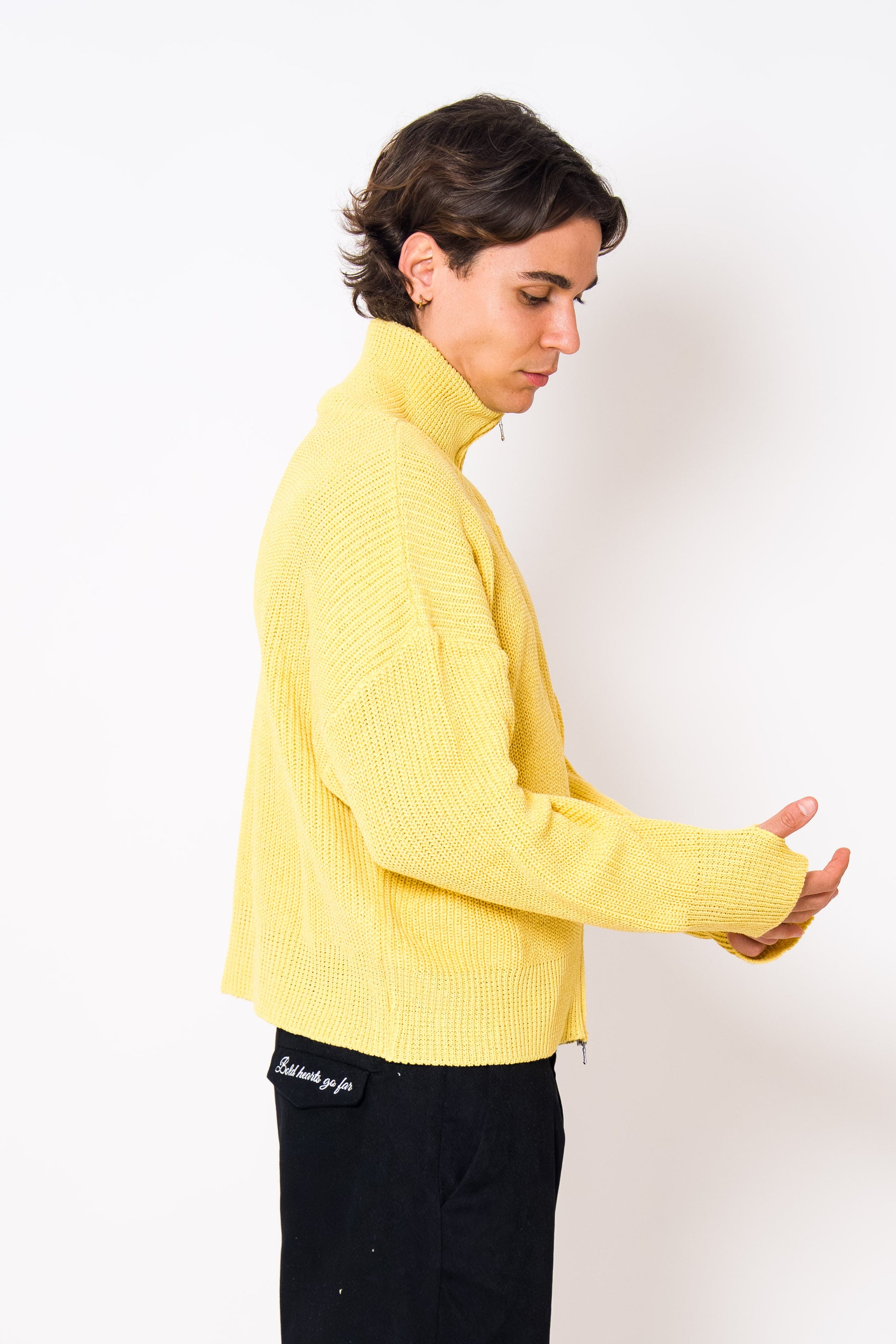 BABA Full Zip Sweater - Soft Yellow