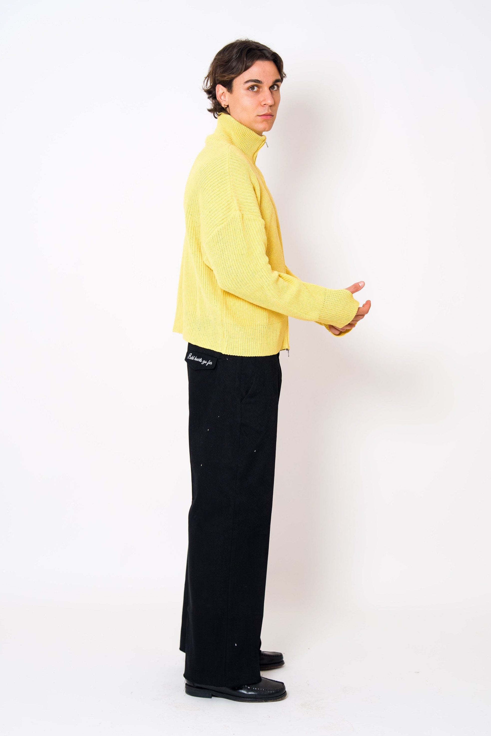 BABA Full Zip Sweater - Soft Yellow