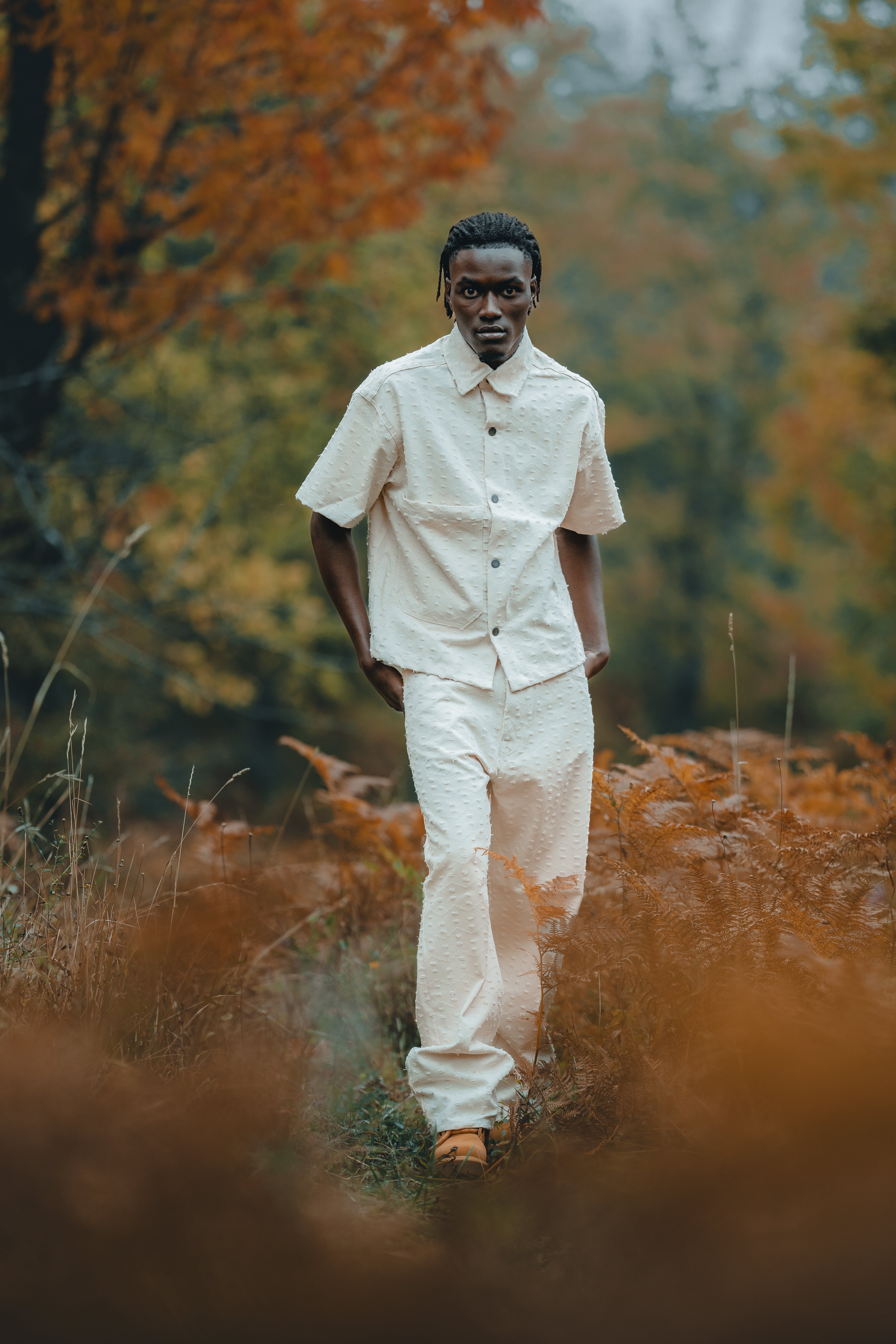 BABA Matching Set Denim Distressed - Beige