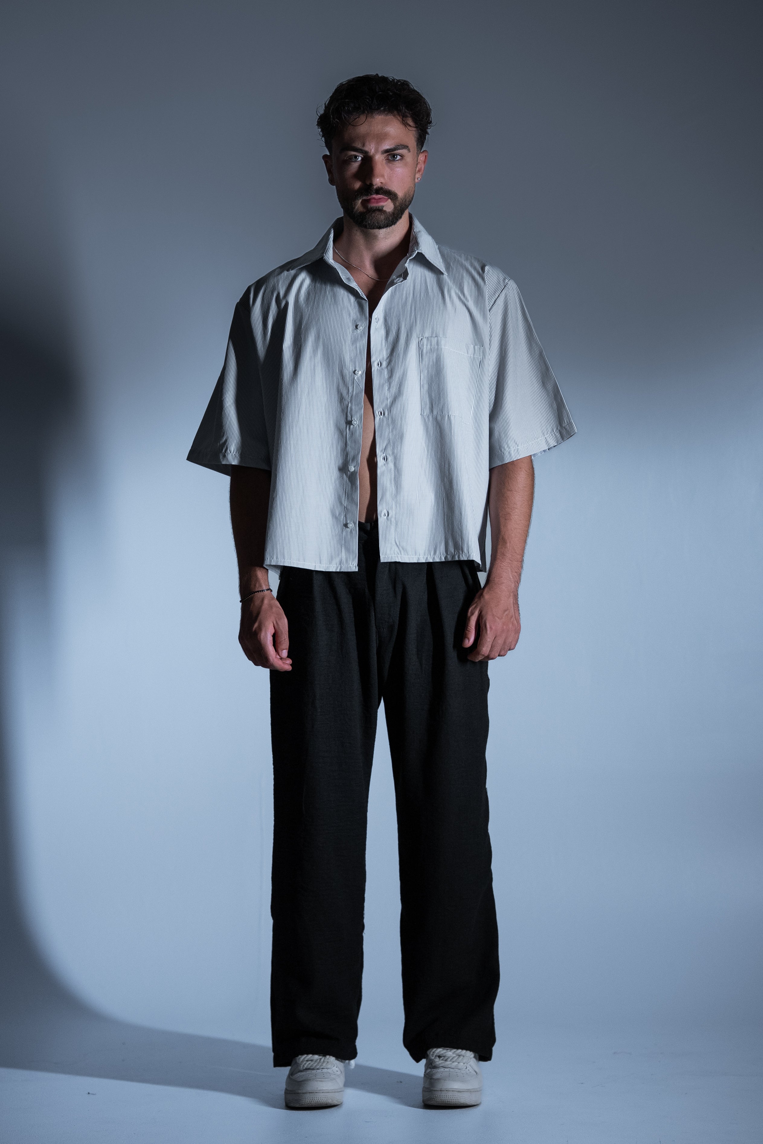 BABA Crop Shirt - Light Grey
