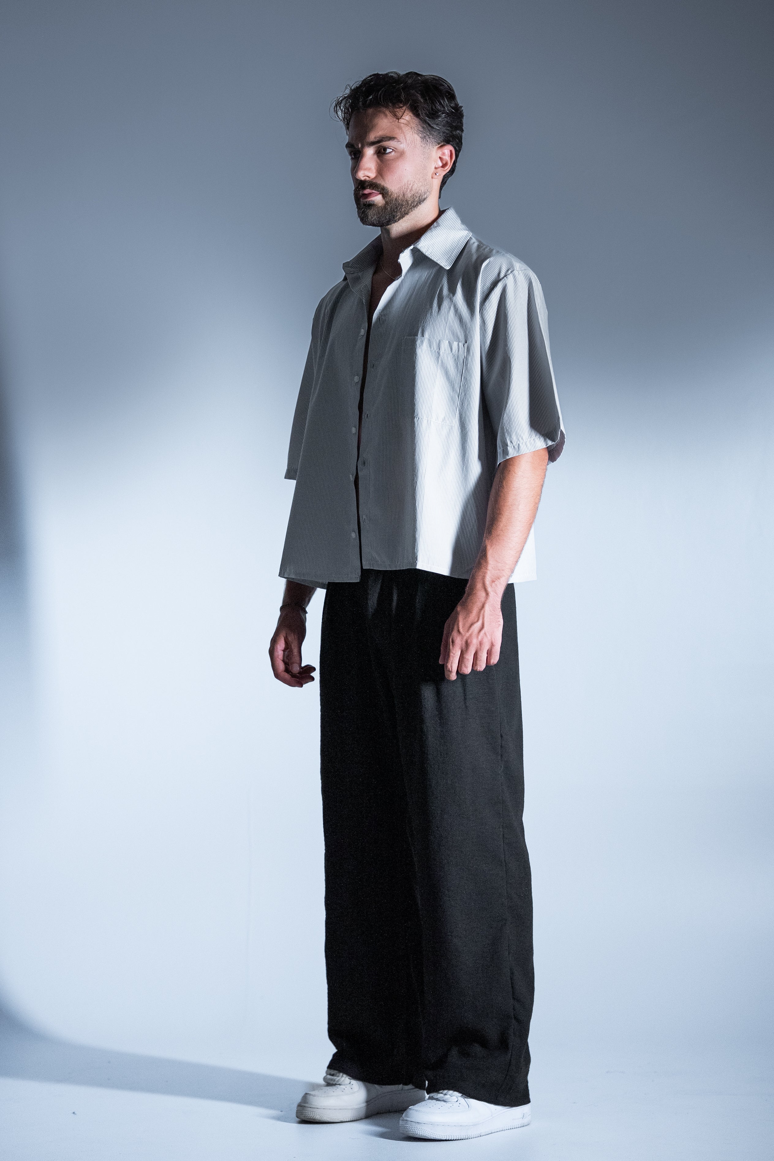 BABA Crop Shirt - Light Grey
