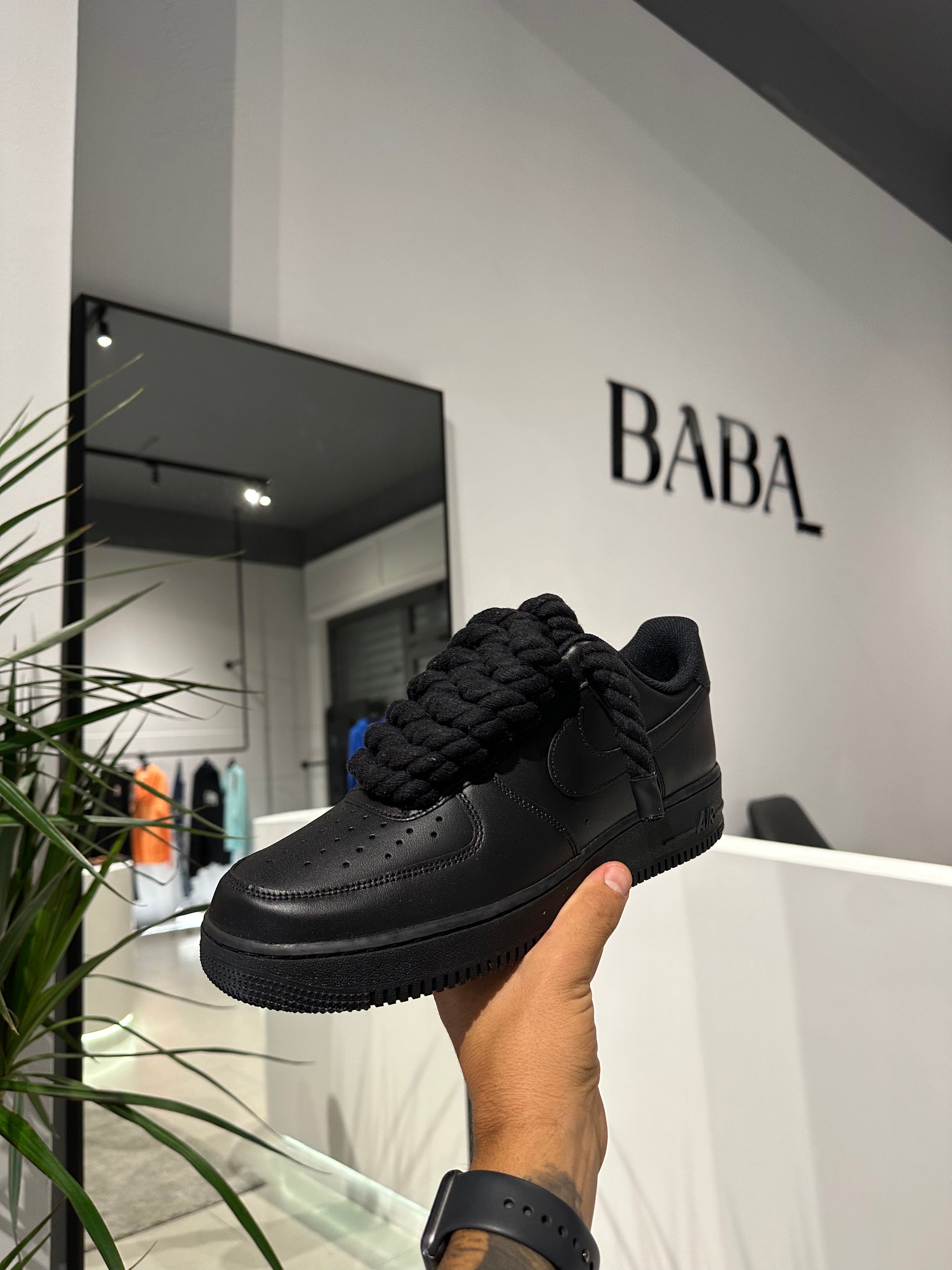 Nike Air Force 1 Noir « Lacets de corde » – BABA Store