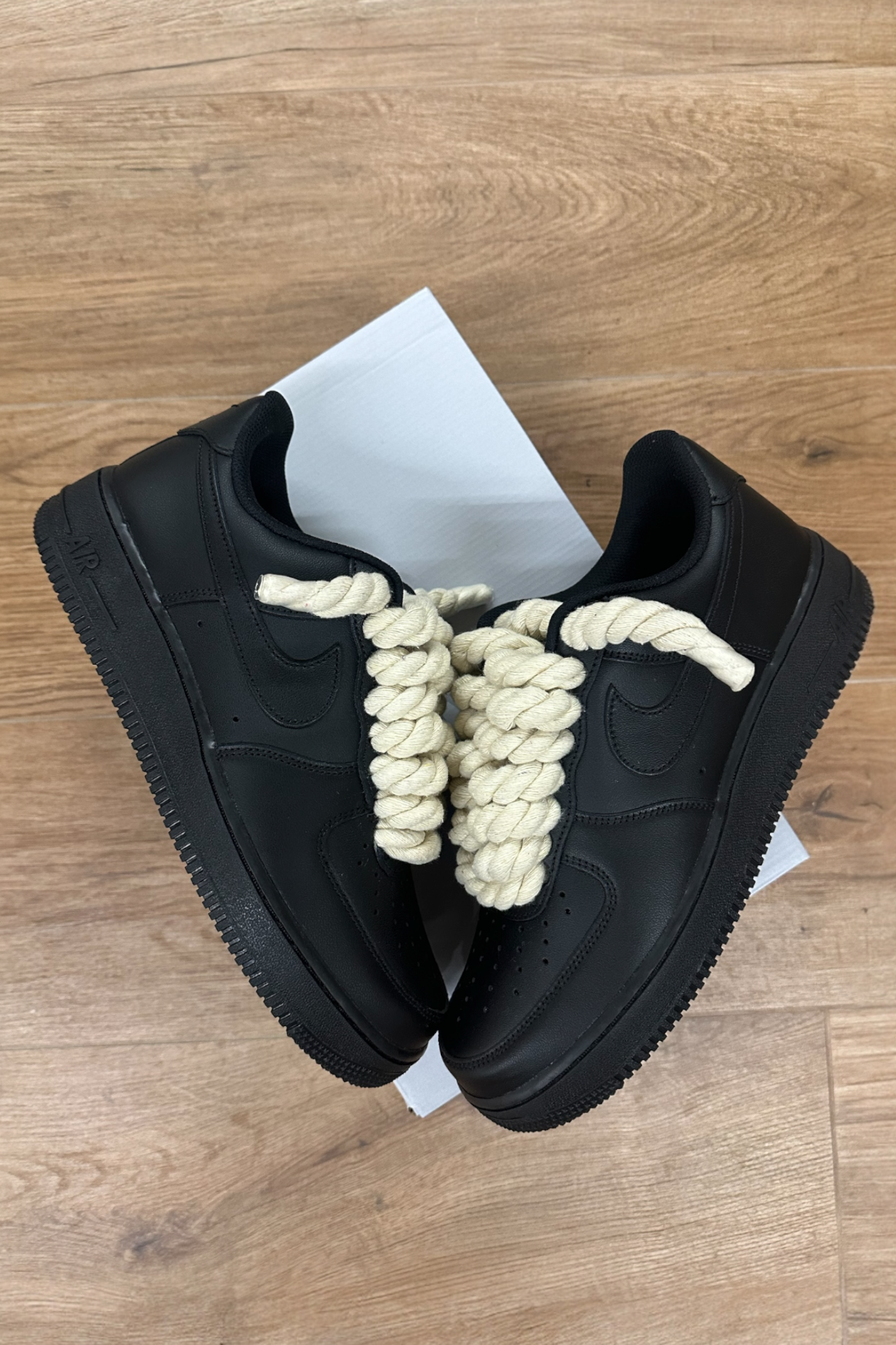 NIKE AIR FORCE 1 BLACK "ROPE LACES CREAM" - Baba Store