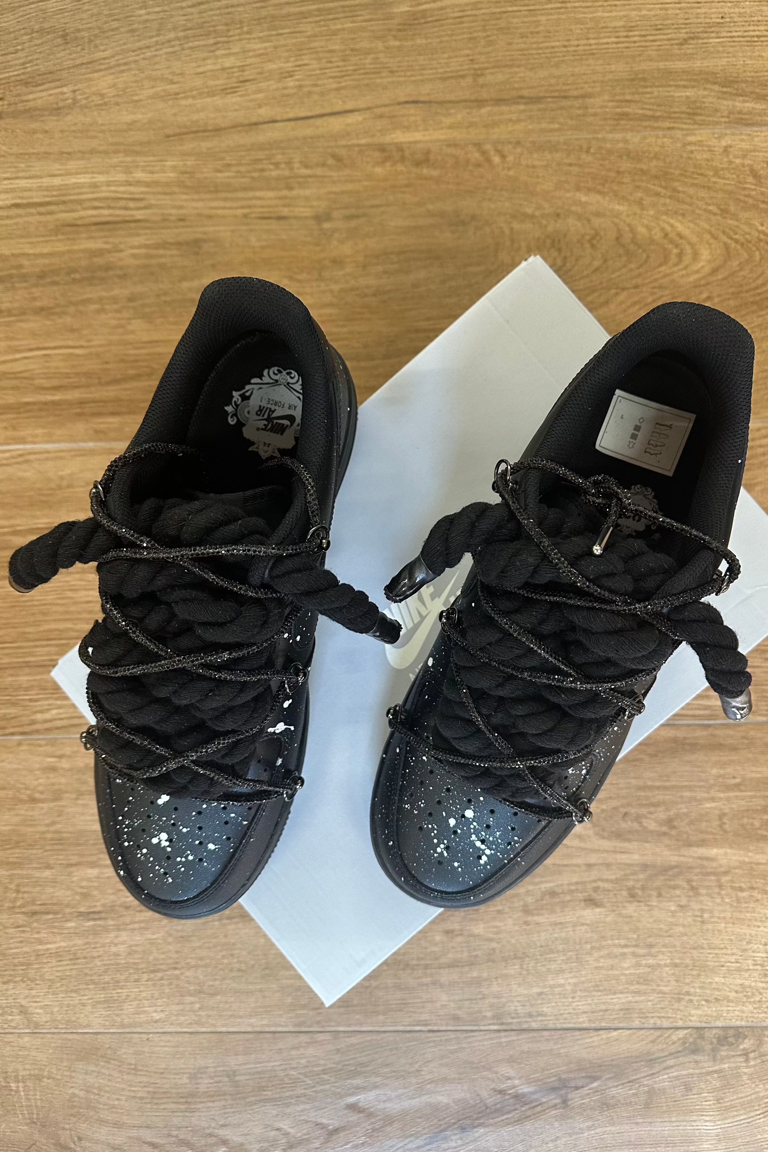 Nike Air Force 1 "Rope Laces Black" Total Black Starry Night