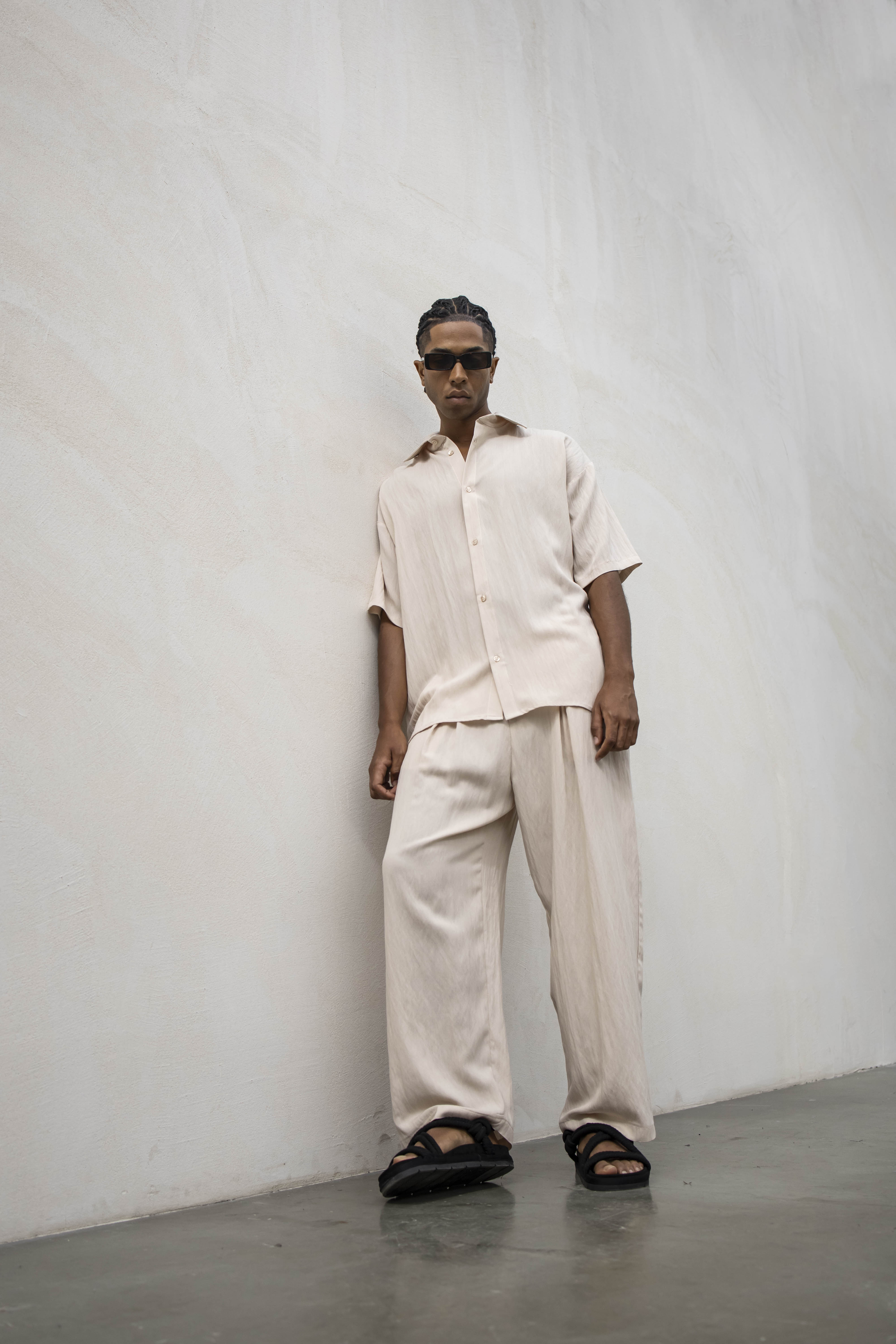 Abito Camicia Misto Lino - Beige
