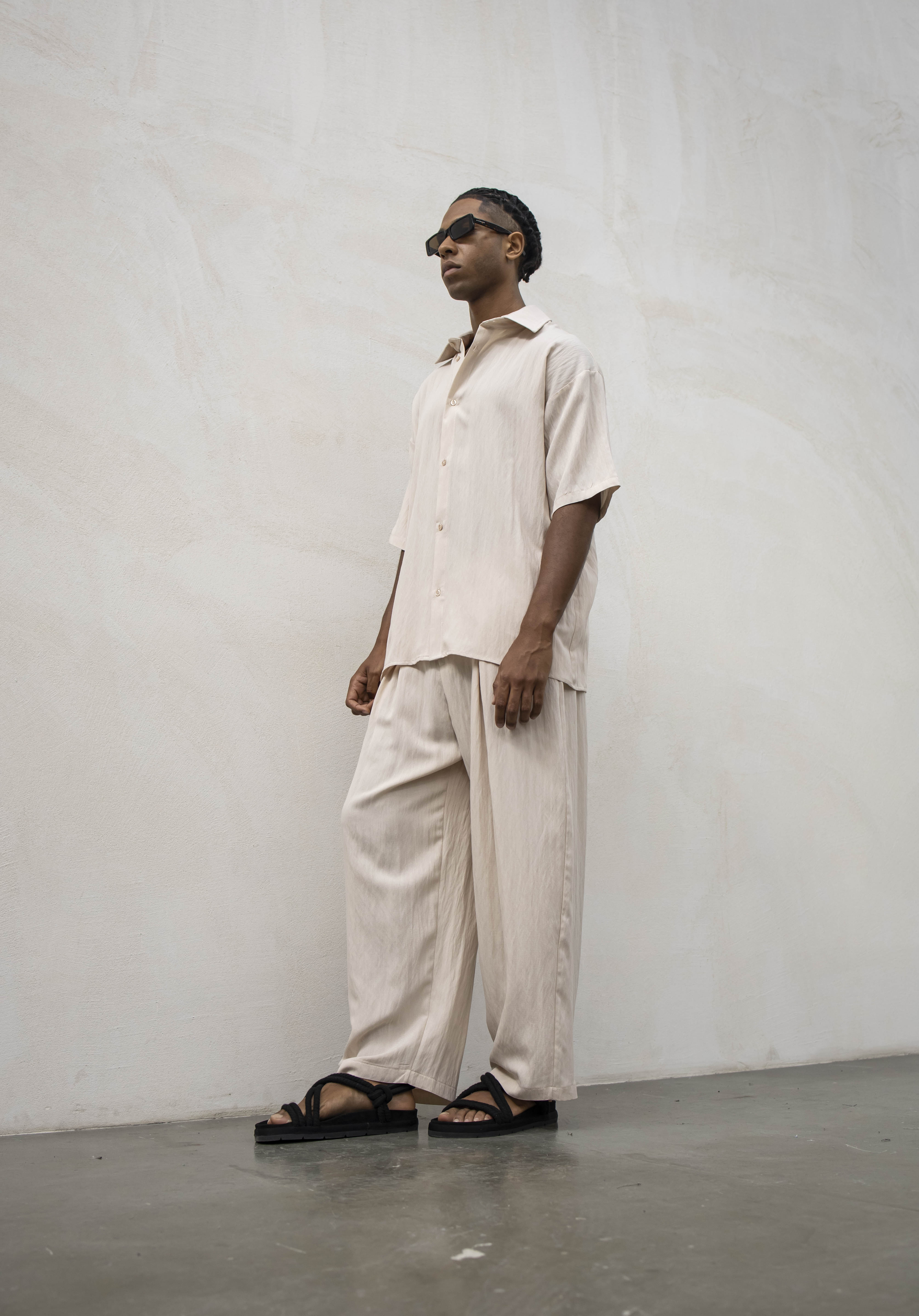 Abito Camicia Misto Lino - Beige