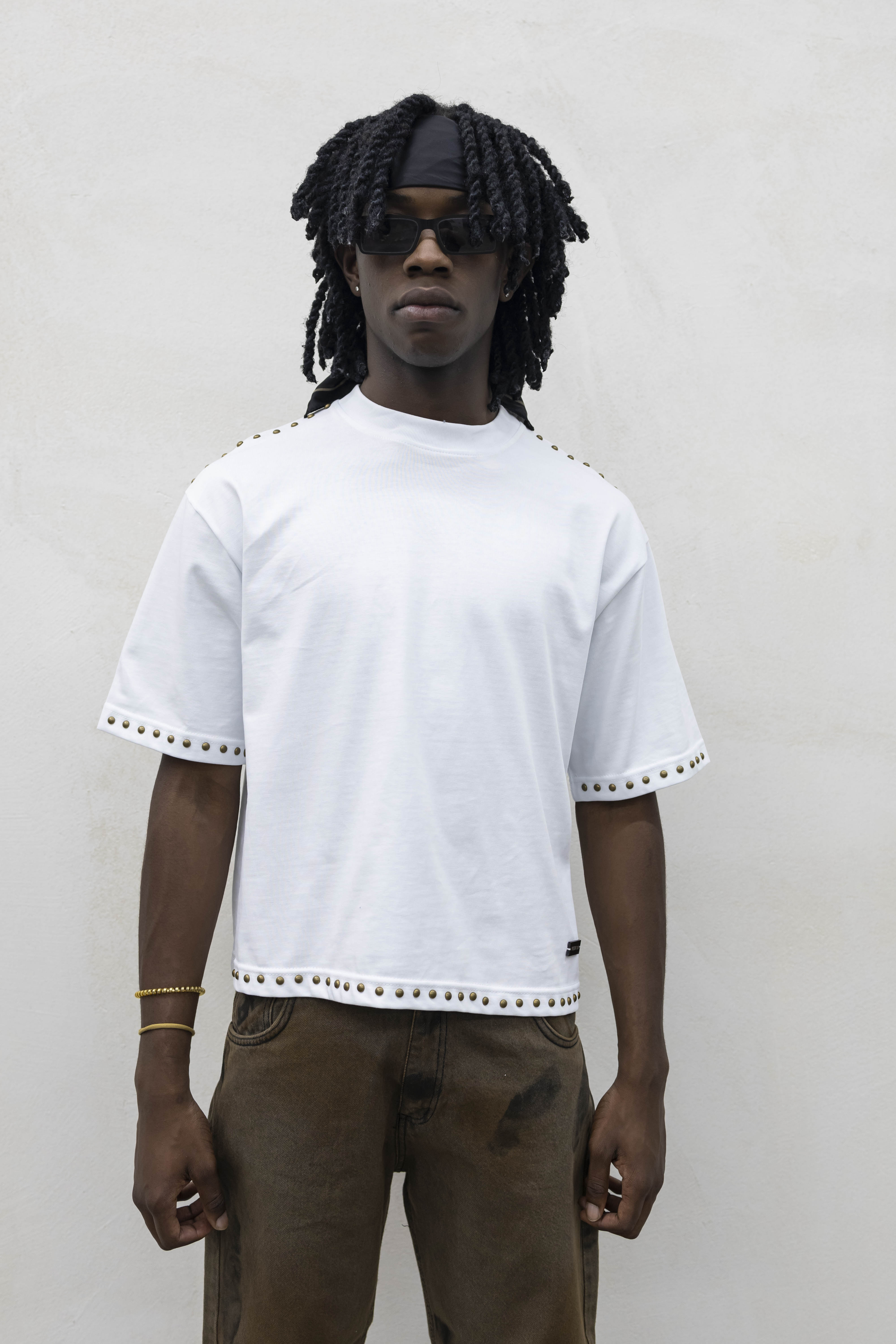 T-shirt Crop Borchie White