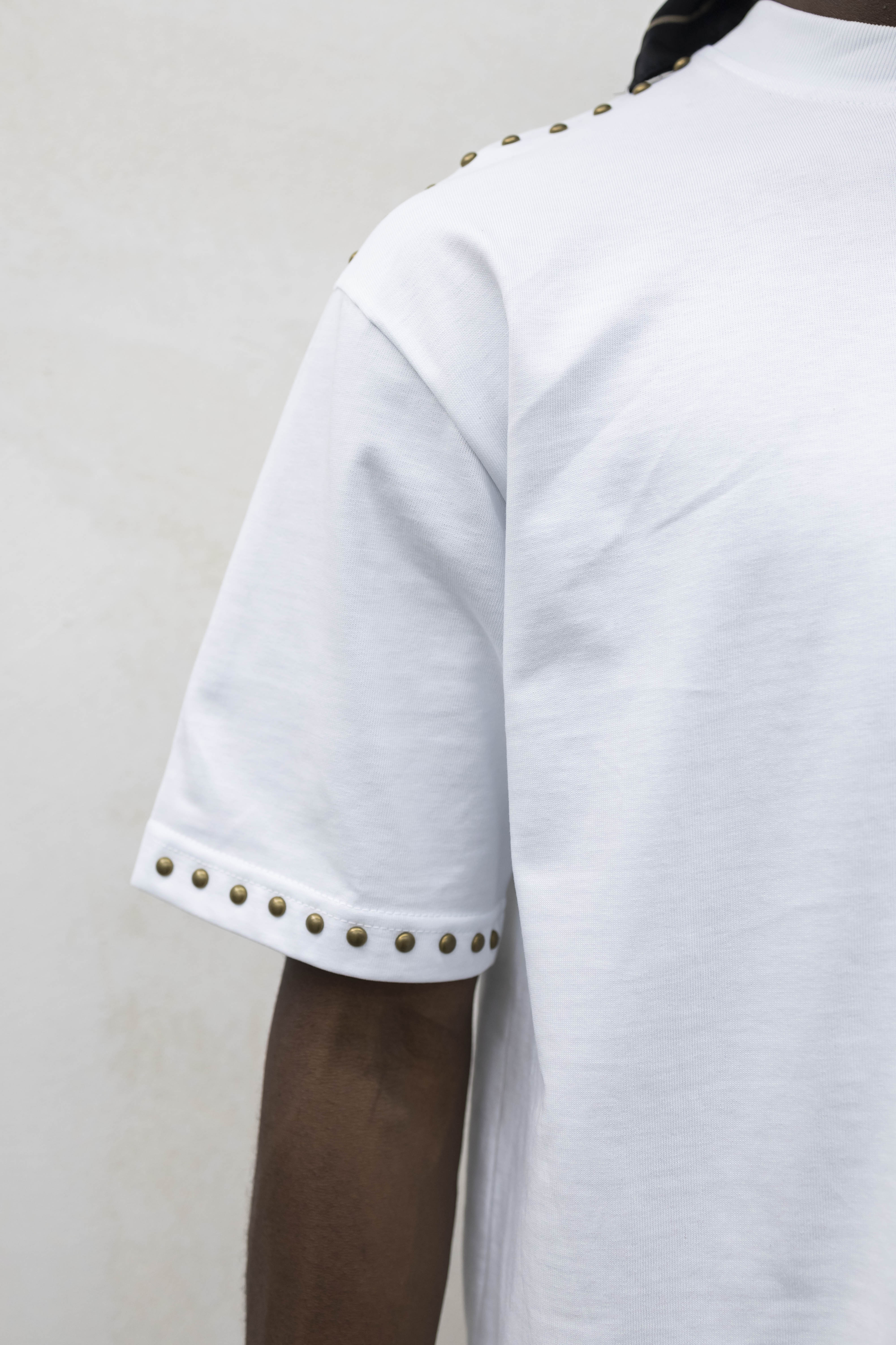T-shirt Crop Borchie White
