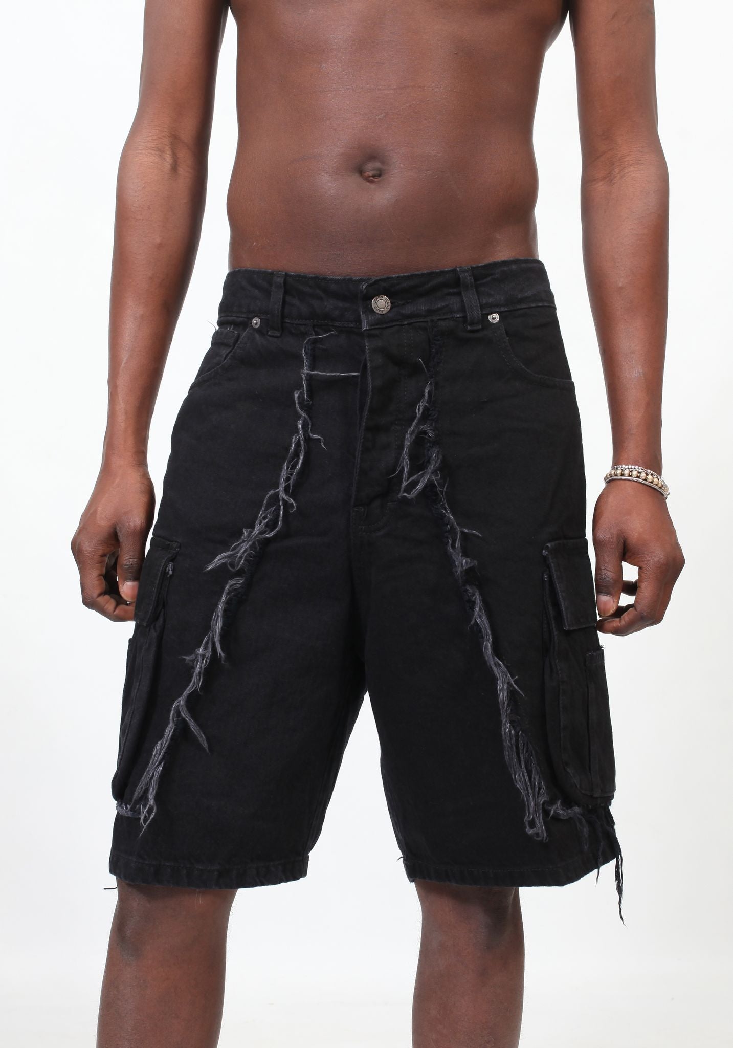 Cargo Shorts Distressed - Black