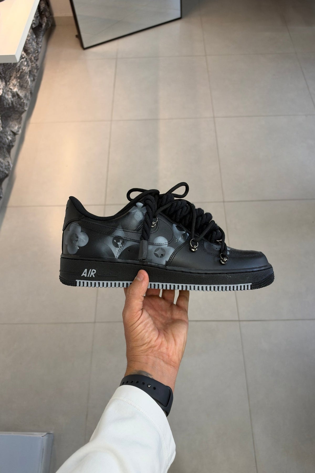 Nike Air Force 1 Flowers Black/Grey "Rope Laces Black"