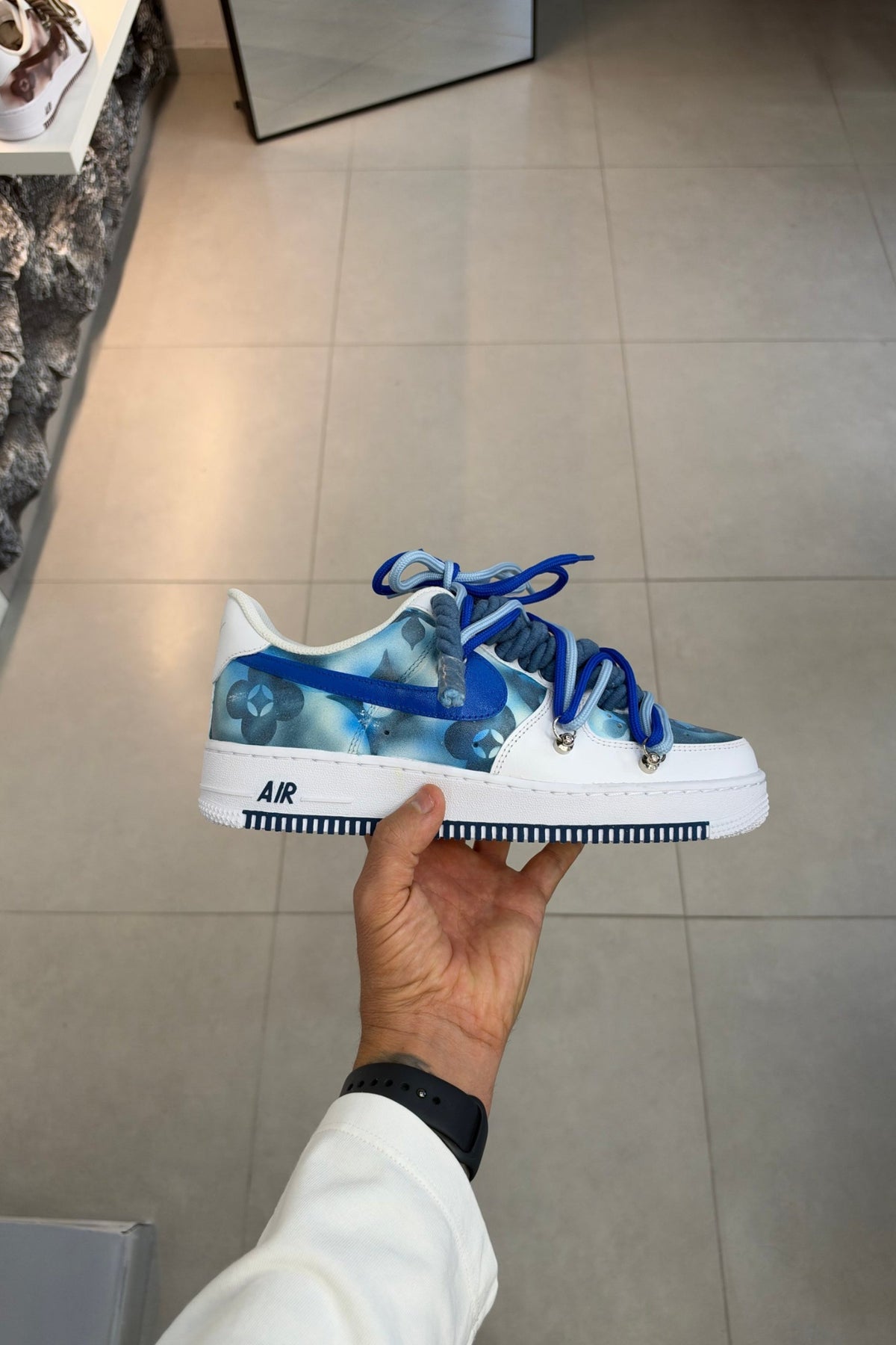 Nike Air Force 1 Flowers Blue "Rope Laces White"