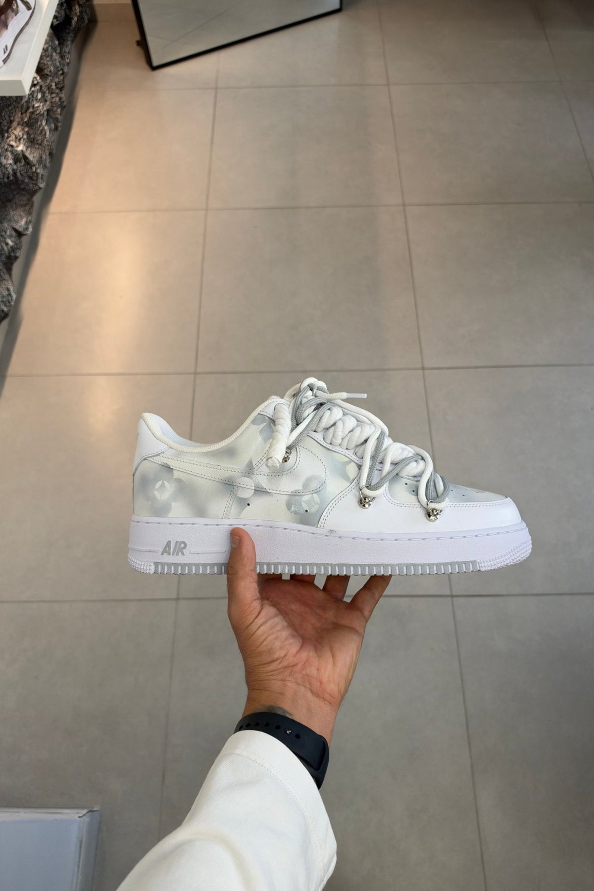 Nike Air Force 1 Flowers Grey "Rope Laces White"