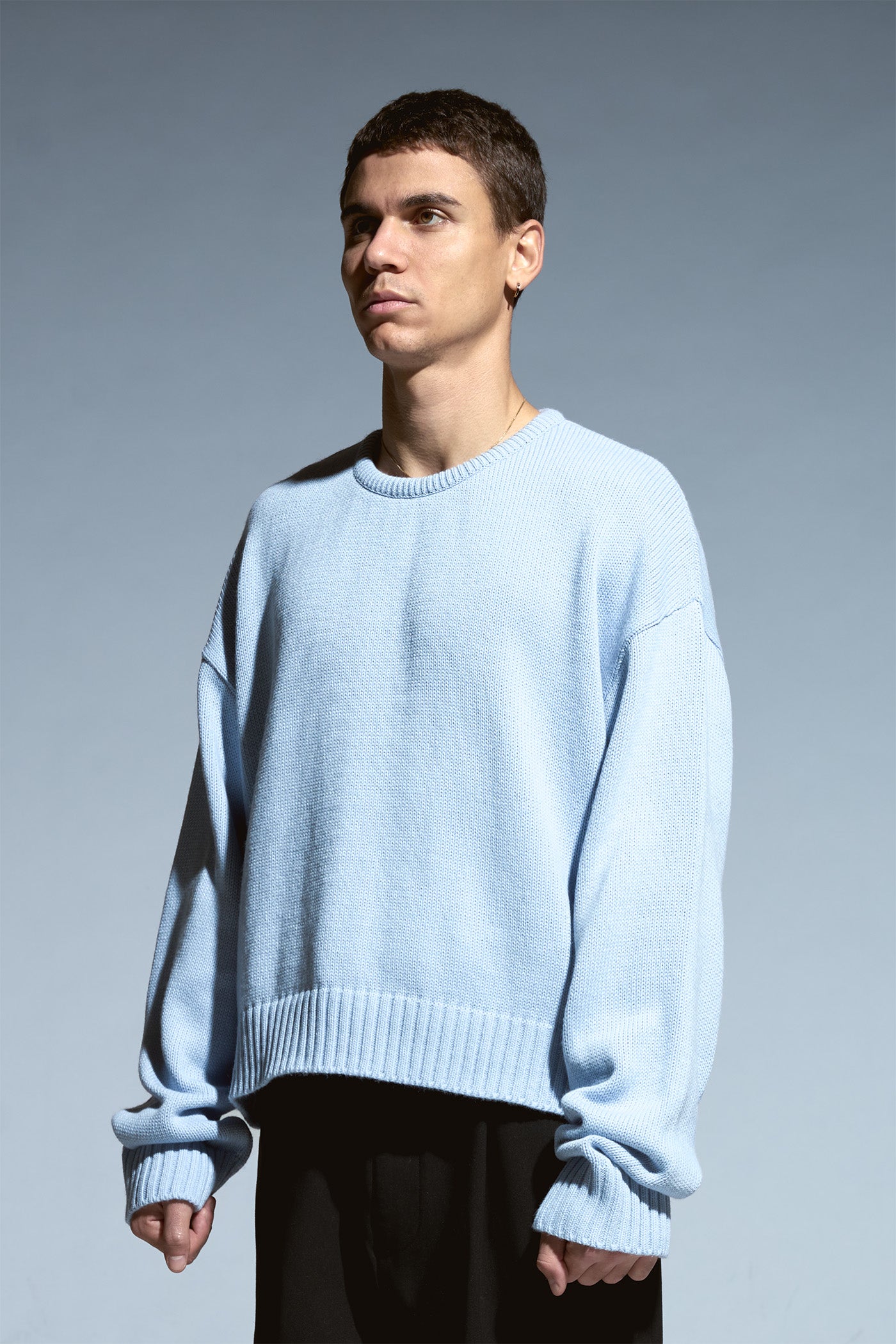 BABA Crop Sweater - Light Blue